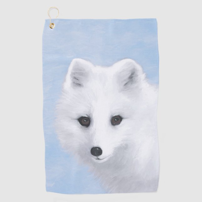 Arctic Fox Painting - Original Wildlife Art Golf Towel (Front)
