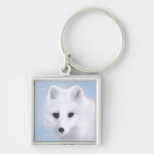 Arctic Fox Painting - Original Wildlife Art Keychain