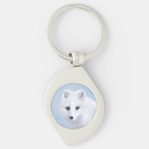 Arctic Fox Painting - Original Wildlife Art Keychain