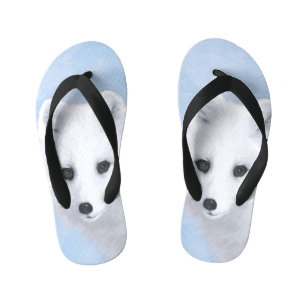 Arctic Fox Painting - Original Wildlife Art Kid's Flip Flops