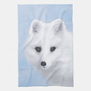 Arctic Fox Painting - Original Wildlife Art Kitchen Towel