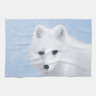 Arctic Fox Painting - Original Wildlife Art Kitchen Towel