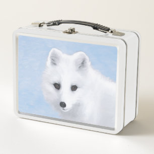 Arctic Fox Painting - Original Wildlife Art Metal Lunch Box