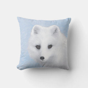 Arctic Fox Painting - Original Wildlife Art Outdoor Pillow