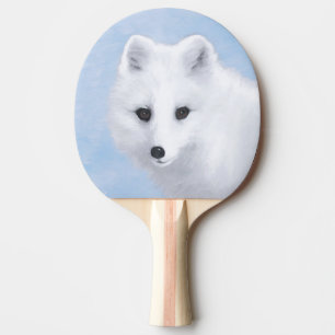Arctic Fox Painting - Original Wildlife Art Ping Pong Paddle