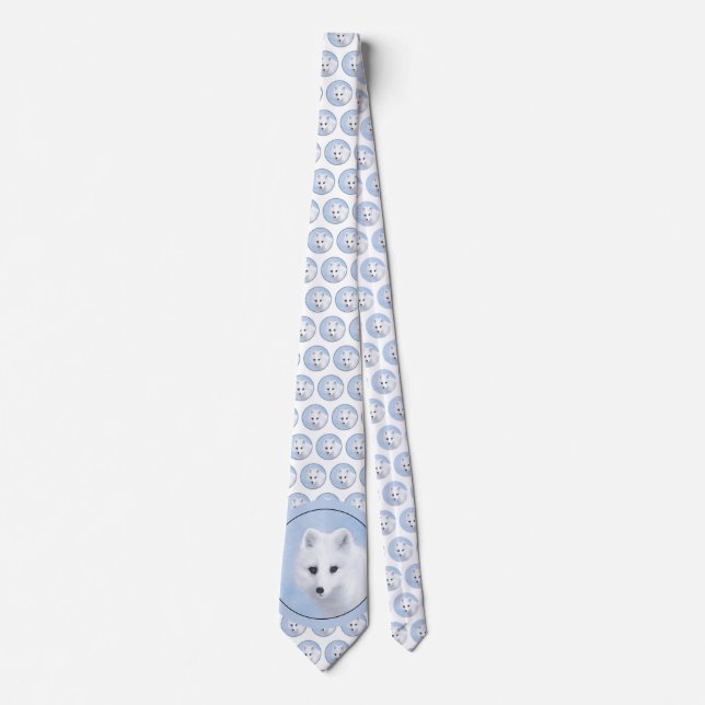 Arctic Fox Painting - Original Wildlife Art Tie (Front)