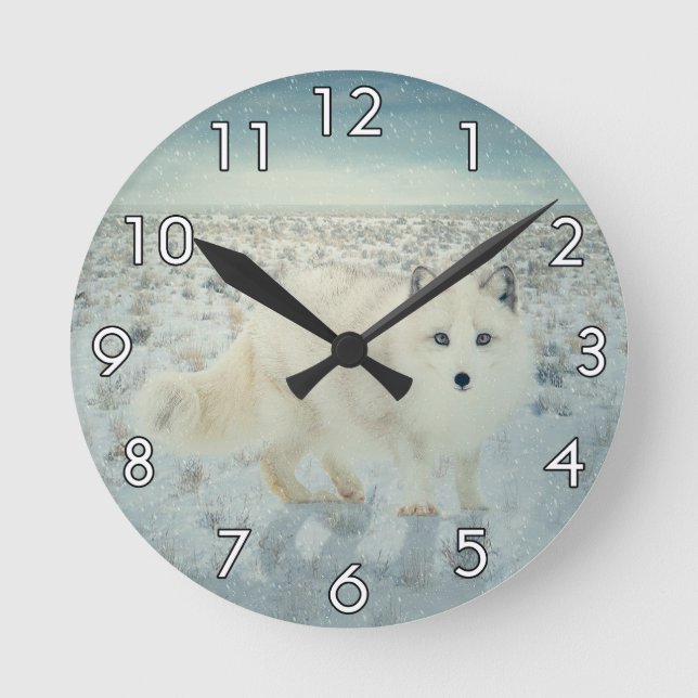 Arctic Fox Round Clock (Front)