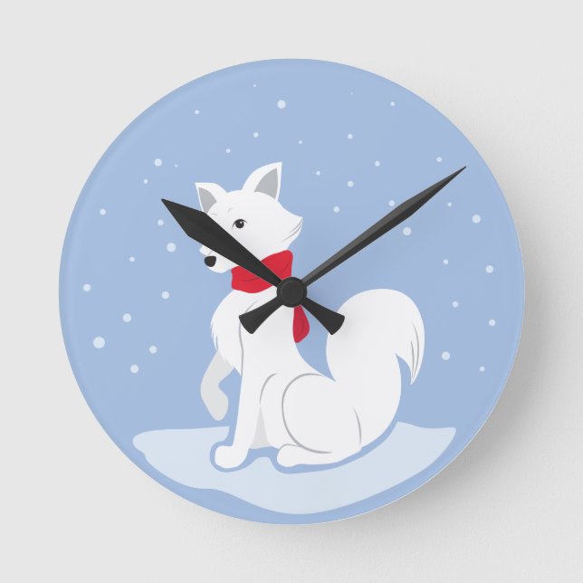 Arctic Fox Round Clock (Front)