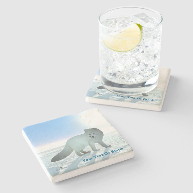 Arctic Fox Stone Coaster (Side)