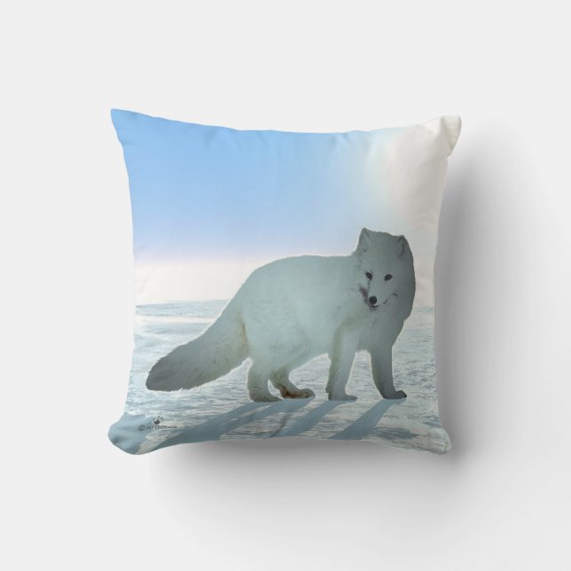 Arctic Fox Throw Pillow (Front)
