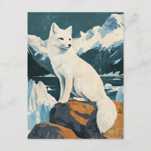 Arctic fox vintage postcard
