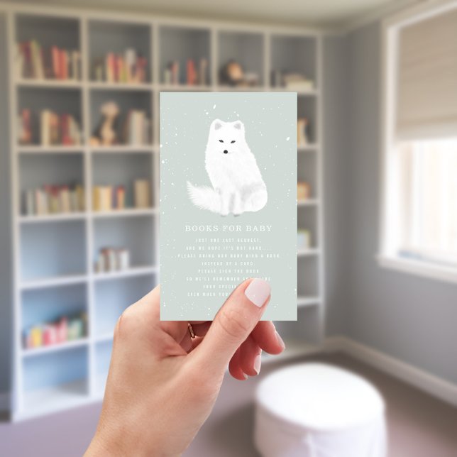 Arctic Fox Winter Blue Baby Shower Book Request Enclosure Card (Creator Uploaded)