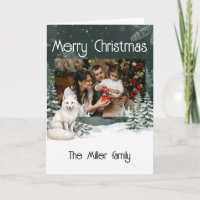 Arctic Fox Winter Forest Custom Photo Christmas