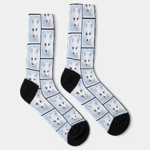 Arctic Fox Winter Painting Original Wildlife Art Socks