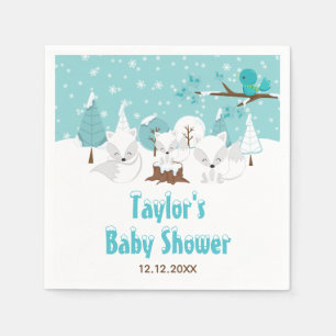 Arctic Fox Winter Wonderland Baby Shower Napkin