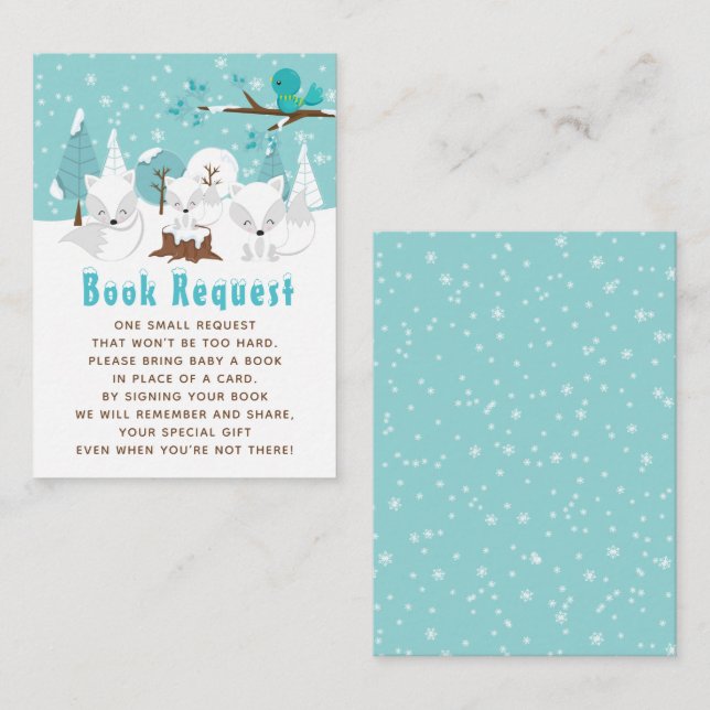 Arctic Fox Winter Wonderland Book Request Enclosure Card (Front/Back)