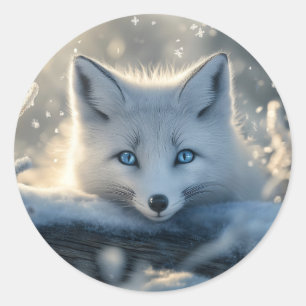 Arctic Fox with Mesmerizing Blue Eyes  Classic Round Sticker