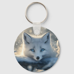 Arctic Fox with Mesmerizing Blue Eyes  Keychain