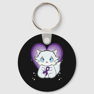 Arctic Fox With Ribbon Heimerheimer Awareness  Keychain