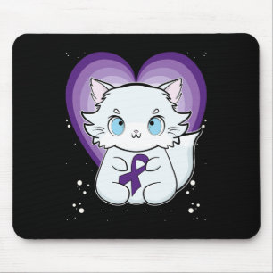 Arctic Fox With Ribbon Heimerheimer Awareness  Mouse Pad