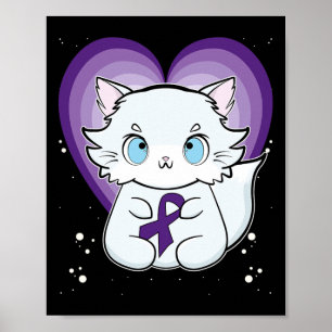 Arctic Fox With Ribbon Heimerheimer Awareness Poster