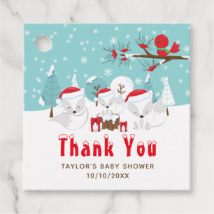 Arctic Foxes Christmas Baby Shower Thank You Favour Tags