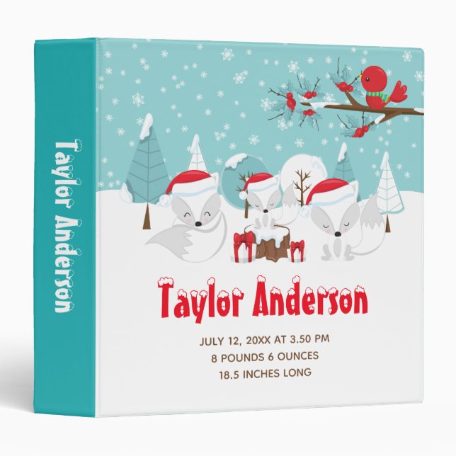 Arctic Foxes Christmas Wonderland Birth Statistics Binder (Front/Spine)