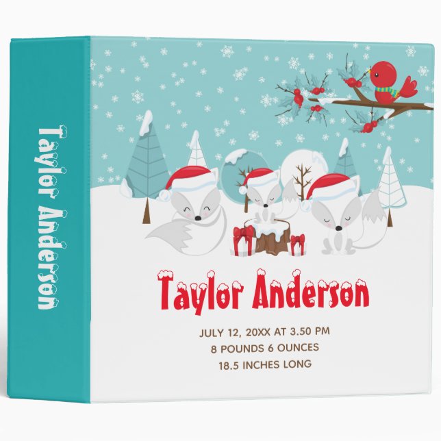Arctic Foxes Christmas Wonderland Birth Statistics Binder (Front/Spine)