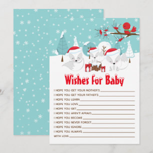 Arctic Foxes Christmas Woodland Wishes For Baby Invitation