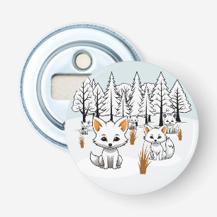 Arctic Foxes - Winter Landscape Bottle Opener