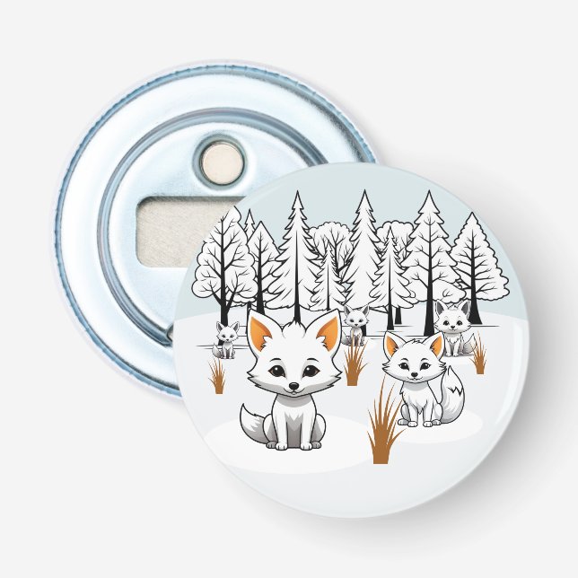 Arctic Foxes - Winter Landscape Bottle Opener (Front)