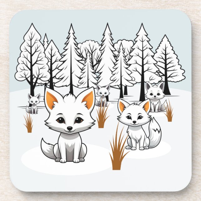 Arctic Foxes - Winter Landscape Coaster (Front)