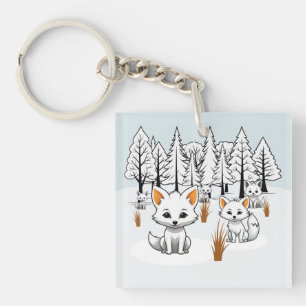 Arctic Foxes - Winter Landscape Keychain