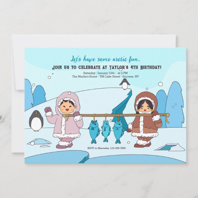Arctic Fun Birthday Party Invitation (Front)