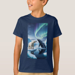 Arctic Fusion: Polar Bear and Blue Whale Twilight T-Shirt