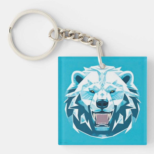 🐻 Arctic Geometric Polar Bear Power Charm 🐻 Keychain (Front)