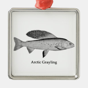 Arctic Grayling Logo (line art) Metal Ornament