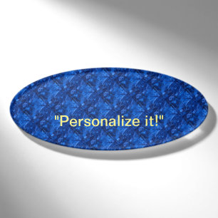 Arctic ice blue, black and white mirrored design name tag