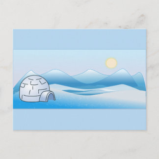 Arctic Igloo Blue Postcard