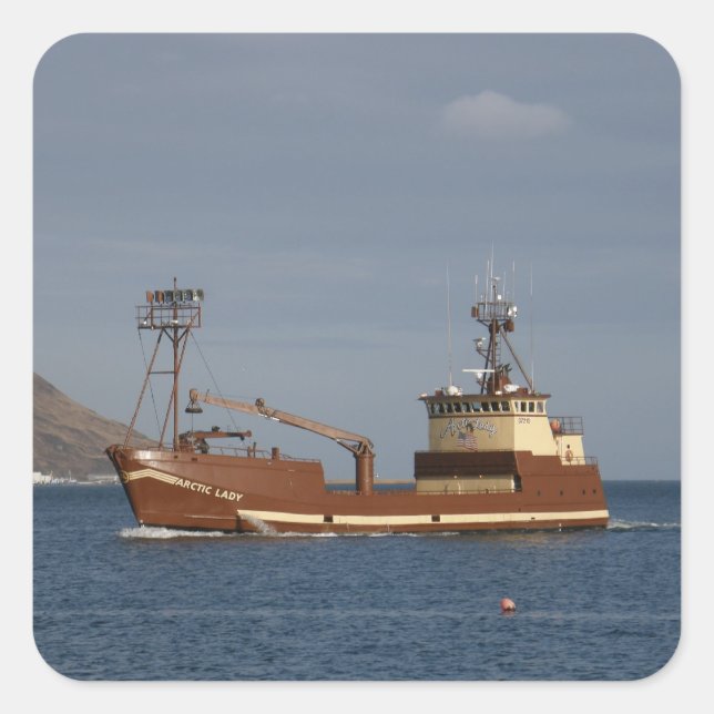 Arctic Lady, Crab Boat in Dutch Harbour, Alaska Square Sticker (Front)