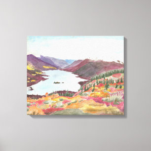 Arctic Lake in Autumn: Watercolor Canvas Uncropped Print