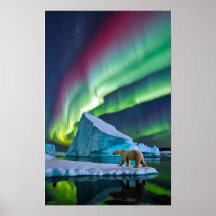 Arctic Nature Aurora Iceberg Outdoors Landscape Poster