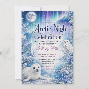 Arctic Night 5th Birthday Party Invitation