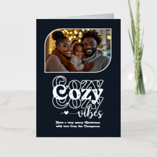 Arctic Night Cozy Vibes Christmas Photo Foil Holiday Card