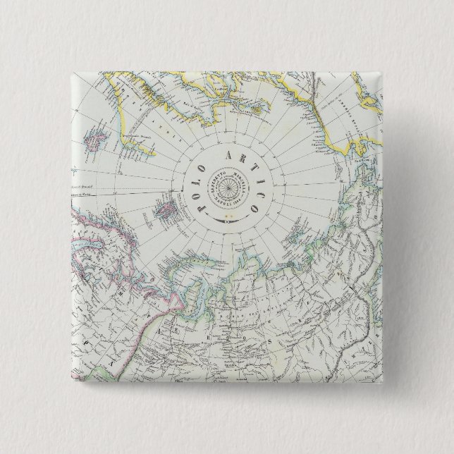 Arctic, Northern Hemisphere 2 Inch Square Button (Front)