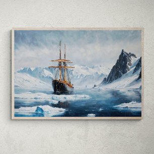 Arctic Odyssey: Navigating Ice Waters Poster