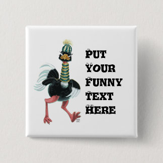 Arctic Ostrich on the Run 2 Inch Square Button