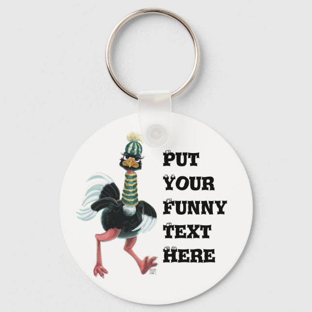 Arctic Ostrich on the Run Keychain (Front)