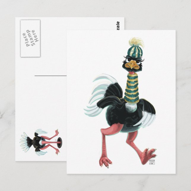 Arctic Ostrich on the Run Postcard (Front/Back)