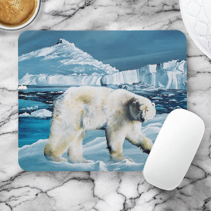 Arctic Polar Bear Blue Mouse Pad